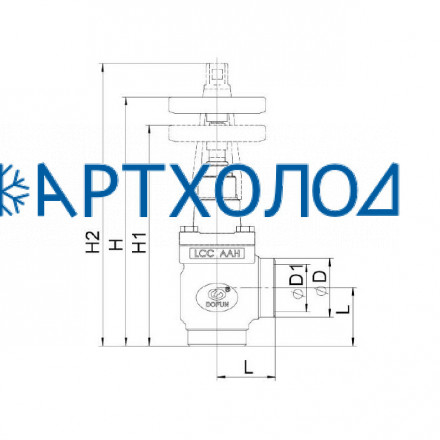 Обратно-запорный клапан SCV-HA DN125 63 бар, угловой (комплектация с маховиком)  Dofun
