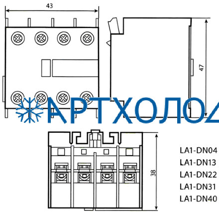 Блок доп. Контактов LA1-DN22 2NO+2NC Sassin Блок доп. Контактов LA1-DN22 2NO+2NC Sassin