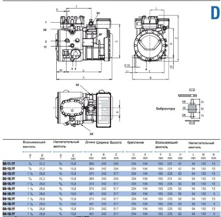 Компрессор D2-11.1Y (R-404A, R-507, R-134a, R-407C MBP) Frascold
